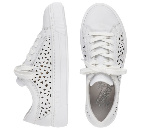 Pantofi sport, dama, RIEKER, ANTISTRESS, L8831-80 alb, piele naturala